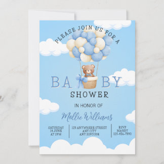 Baby Showboys Teddy Bear Hot Air Ballon Einladung