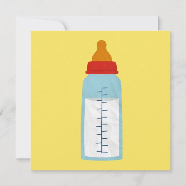 Baby Showeinladung - Babyflasche auf Gelb Einladung (Vorderseite)