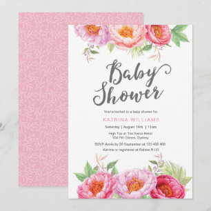 Baby Showeinladung Blume der Peony Water Colors Einladung