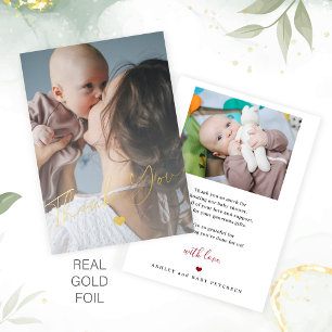 Baby Shower 2 Fotos Goldfolie Schrift modern Folieneinladung