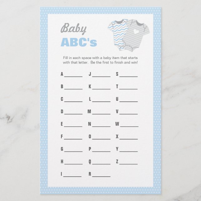 Baby Shower ABCs Game - Blue Briefpapier (Vorderseite)