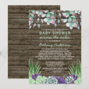 Baby Shower Across the Miles Rustic Sukkulenten Einladung