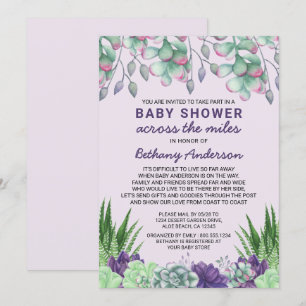 Baby Shower Across the Miles Watercolor Sukkulente Einladung
