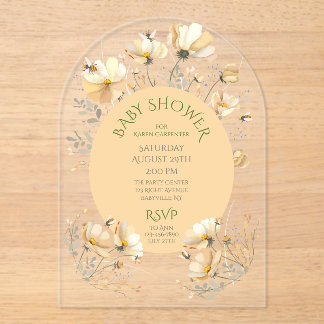 Baby Shower Acryl-Bogen Einladung Bee's Meadow