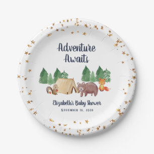 Baby Shower Adventure erwartet Woodland Animals Pappteller