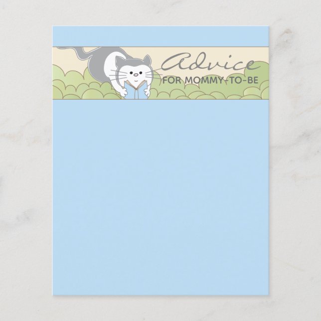 Baby Shower Advice Card "Blue Cat Storybook" (Vorderseite)