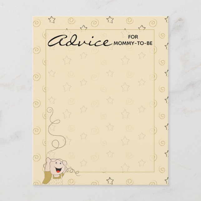 Baby Shower Advice Card "Gold Black Stars" (Vorderseite)