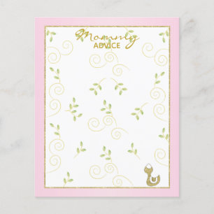 Baby Shower Advice Card "Gold Pink Birds"