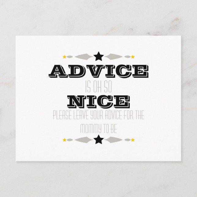 BABY SHOWER ADVICE CARD HINWEISKARTE (Vorderseite)