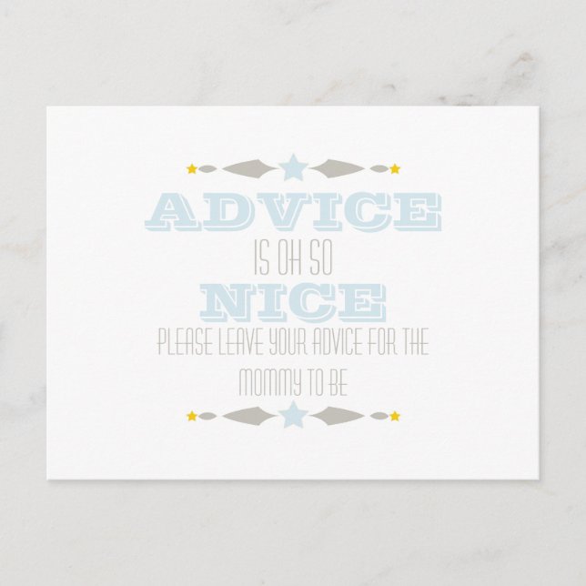 BABY SHOWER ADVICE CARD HINWEISKARTE (Vorderseite)