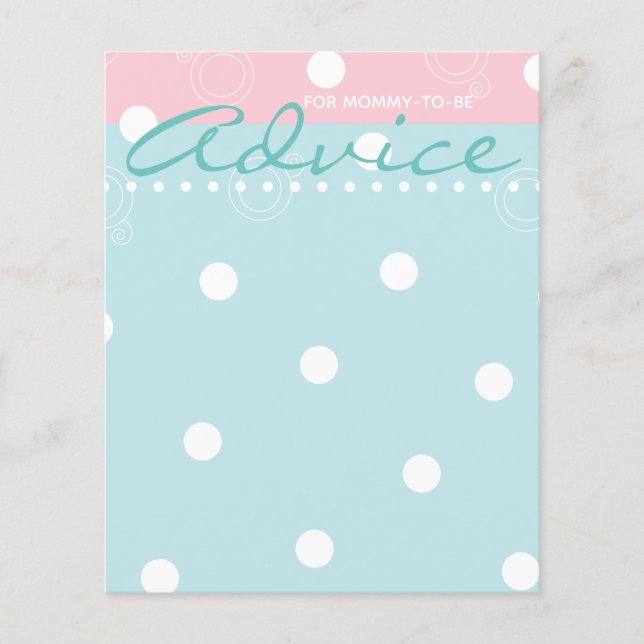 Baby Shower Advice Card "Pink & Blue Baby" (Vorderseite)