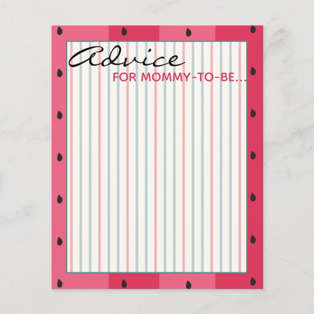 Baby Shower Advice Card "Umbrella Watermelon" (Vorderseite)