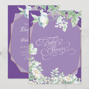 Baby Shower Amethyst Violette Wildblumen Beeren Einladung