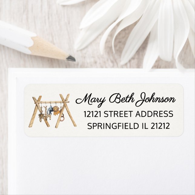 Baby Shower Animal Baby Gym Toy Rücksendeadresse (Insitu)