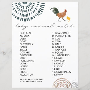 Baby Shower Animal Match Game