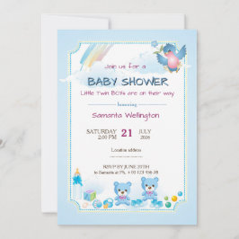 baby shower announcement for TWIN BOYs Einladung