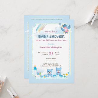 baby shower announcement for TWIN BOYs Einladung