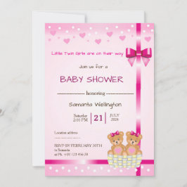 baby shower announcement for TWIN Girls Einladung