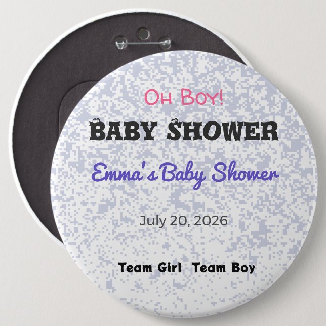 Baby Shower Anstecker | Team Mädchen | Team Junge  Button (Vorne & Hinten)