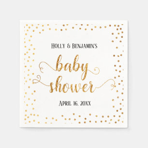 Baby-Shower-Attrappe aus Goldfolie-Konfetti, Namen Serviette