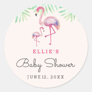 Baby Shower Aufkleber Rosa Flamingo