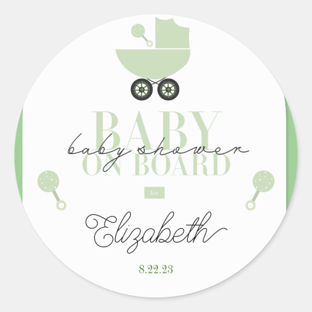 Baby Shower Baby an Bord Einladungs-Aufkleber Runder Aufkleber (Vorderseite)