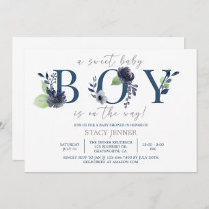 BABY SHOWER, BABY BOY, BLAUE FLORAL, EIN Junge