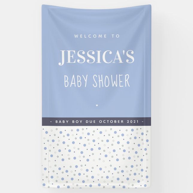 Baby Shower Baby Boy Blue Custom Banner (Vertikal)