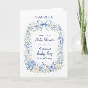 Baby Shower Baby Boy Florale Krone Schmetterlinge Karte