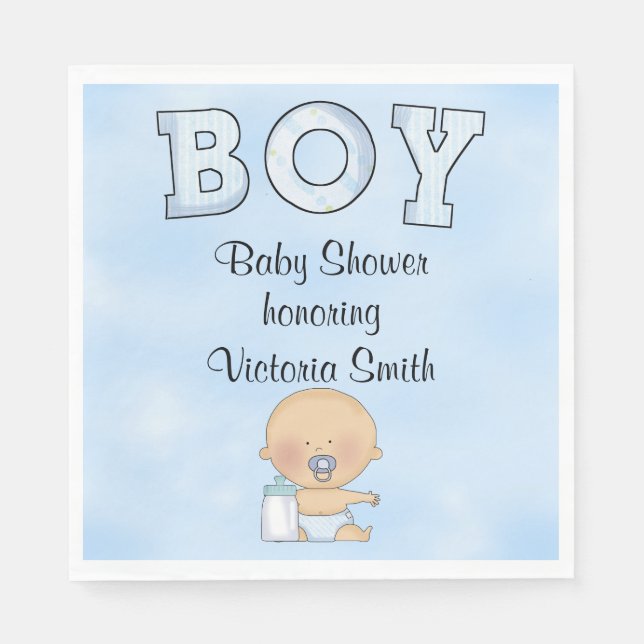 Baby Shower Baby Boy Serviette (Vorderseite)