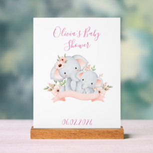 BABY SHOWER BABY ELEPHANT UND MAMA ELEPHANT ACRYLSCHILD