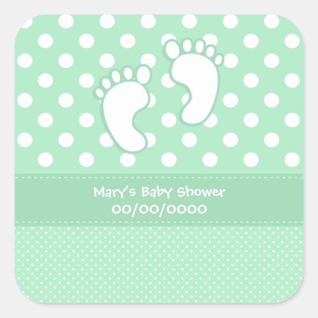Baby Shower Baby Feet Quadratischer Aufkleber (Vorderseite)