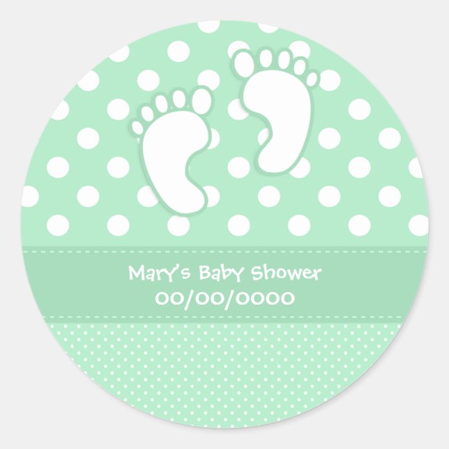 Baby Shower Baby Feet Runder Aufkleber (Vorderseite)