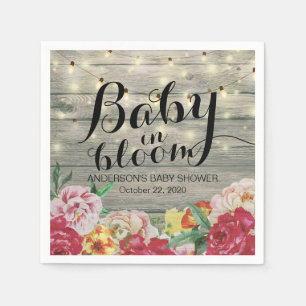 Baby Shower Baby in Bloom Blume String Light Wood Serviette
