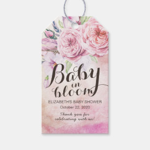 Baby Shower Baby in Bloom Bohemische Blume Feather Geschenkanhänger
