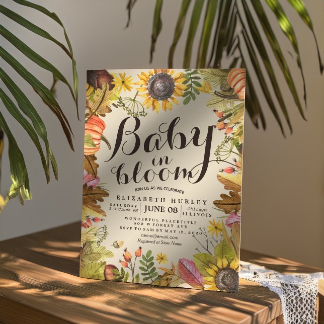 Baby Shower Baby in Bloom Maple Pumpkin Sonnenblum Einladung (Von Creator hochgeladen)