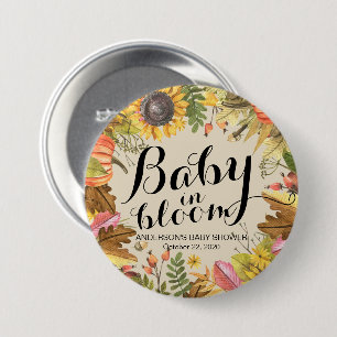 Baby Shower Baby in Bloom Maple Pumpkins Sonnenblu Button