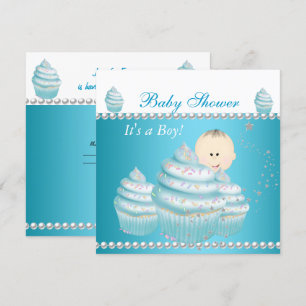 Baby Shower Baby Junge Blaue Cupcake Sprinkle Einladung