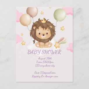 BABY SHOWER BABY LION INVITATION POSTKARTE