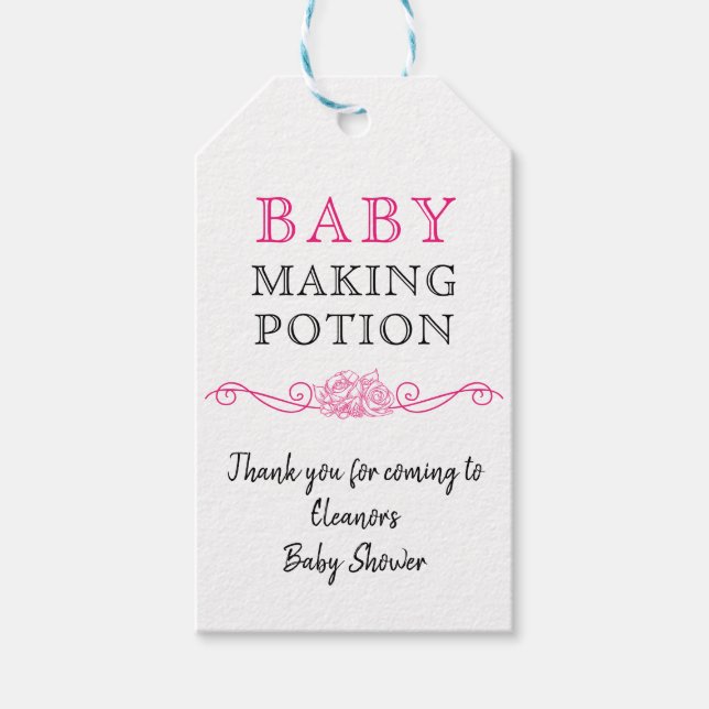 Baby Shower Baby Maaking Tasse Pink Danke Geschenkanhänger (Vorderseite)