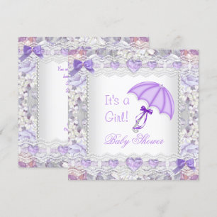 Baby Shower Baby Mädchen Lavendel Blumen Schirm Einladung