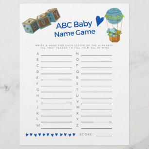 Baby Shower Baby Name Game Baby Boy Trendy Fun