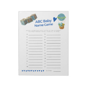 Baby Shower Baby Name Spiel Baby Junge Trendig Lus Notizblock