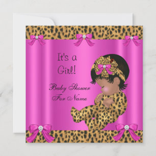Baby Shower Baby Süßes Mädchen Leopard Hot Pink Go Einladung
