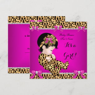 Baby Shower Baby Süßes Mädchen Leopard Hot Pink Go Einladung