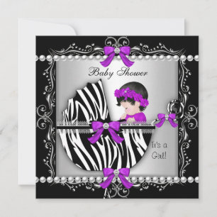 Baby Shower Baby Süßes Mädchen Zebra Kinderwagen S Einladung