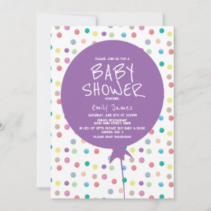 Baby-Shower-Ballon Wasserfarbe Bunte Punkte Einladung