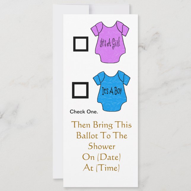 Baby Shower Ballot - Anpassen! Einladung (Vorderseite)