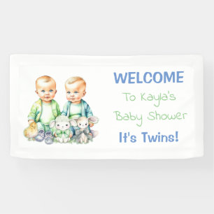 Baby Shower Banner für Twin Boys Blue und Green
