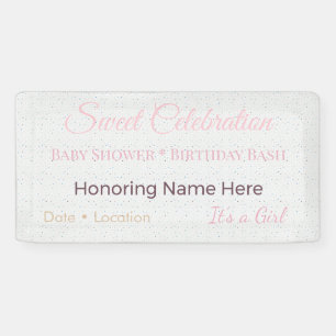 Baby Shower Banner Rosa Party Geburtstag Pastell